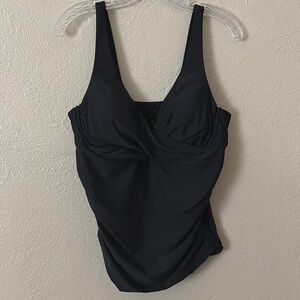 Women’s Catalina Tankini Swim Top, Black, 1X 16W
